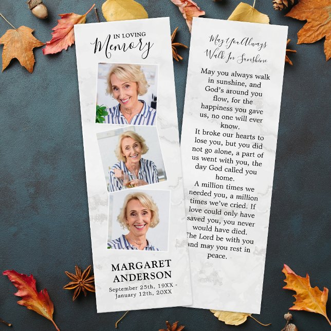 Memorial Elegant 3 - bokmärke för fotobegravning Litet Visitkort (Skapare uppladdad)