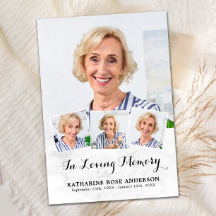 Memorial Elegant 4 Fotokollage Funeral Sympathy Tack Kort