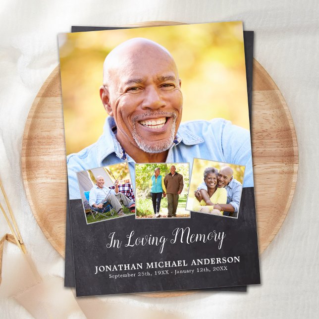 Memorial Elegant 4 Fotokollage Sympathy Funeral Tack Kort (Skapare uppladdad)