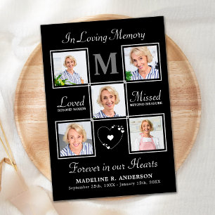 Memorial Elegant Photo Collage Sympathy Funeral Tack Kort