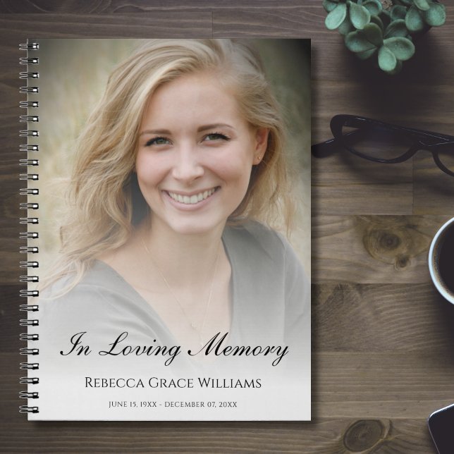 Memorial eller Funeral Guest Bok-anteckningsbok Anteckningsbok (Custom Photo Memorial Book)