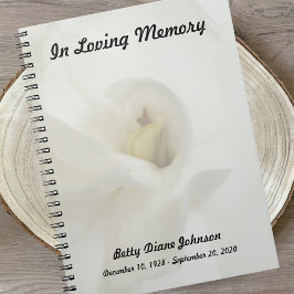 Memorial eller Funeral Guest Bok - Gardenia Anteckningsbok Med Spiral