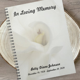 Memorial eller Funeral Guest Bok - Gardenia Anteckningsbok Med Spiral