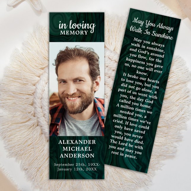 Memorial Emerald Grönt Funeral Prayer Bookmark Litet Visitkort (Skapare uppladdad)