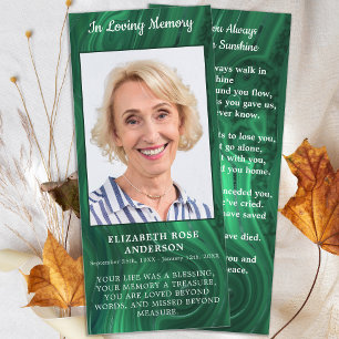 Memorial Emerald Grönt Funeral Prayer Card Photo