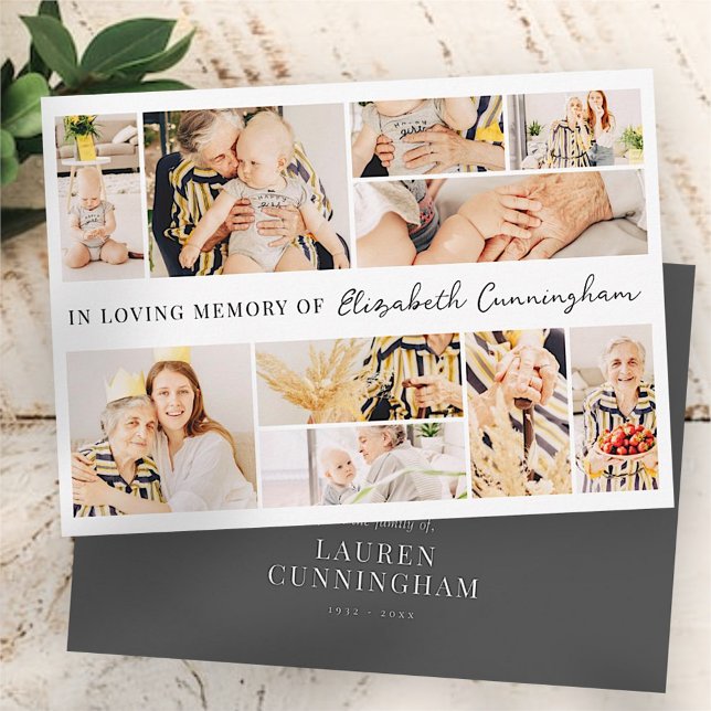 Memorial enkel, minimal, modern 10-fotokollage tack kort (Skapare uppladdad)
