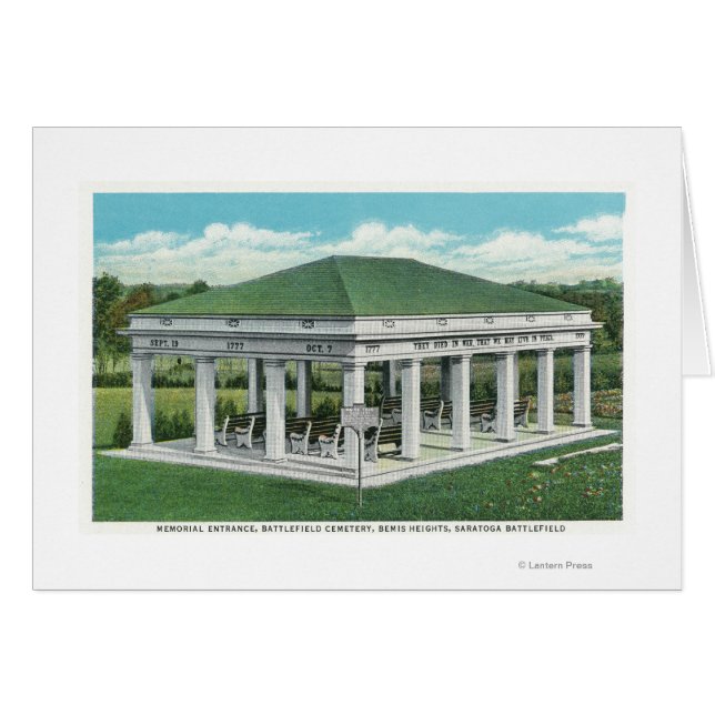 Memorial Entrance på Battlefield Cemetery View Hälsningskort (Framsidan Horizontal)