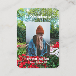 Memorial fickor Keepsaktulips Garden Flowers Visitkort