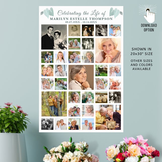 Memorial Firande 33 Photo Collage Botanical Poster (Skapare uppladdad)