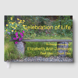 Memorial firande i Life Rustic Bench Flowers Gästböcker