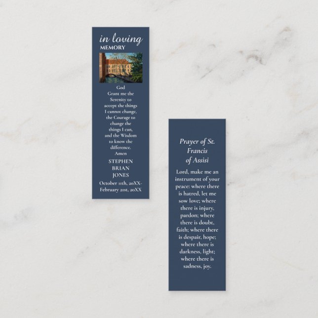 Memorial Firande i Lifes Painting Prayer Card (Fram/baksida)