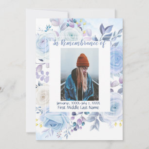 Memorial Firande of Life Hummingbird Blue Ro Inbjudningar