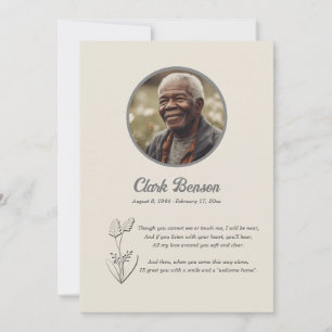 Memorial Firande of Life Keepsakist Card Inbjudningar