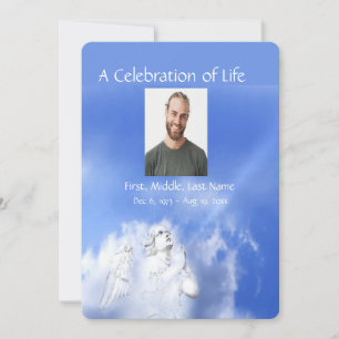 Memorial Firande of Life Service Angel Praying Inbjudningar