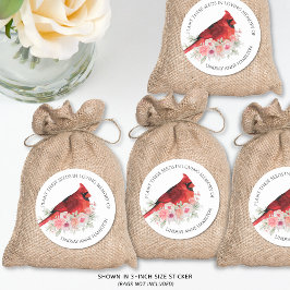 Memorial Flower Seeds Watercolor Cardinal Favor Runt Klistermärke