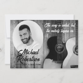 Memorial för svartvitt och vitt elektriskt gitarre inbjudningar