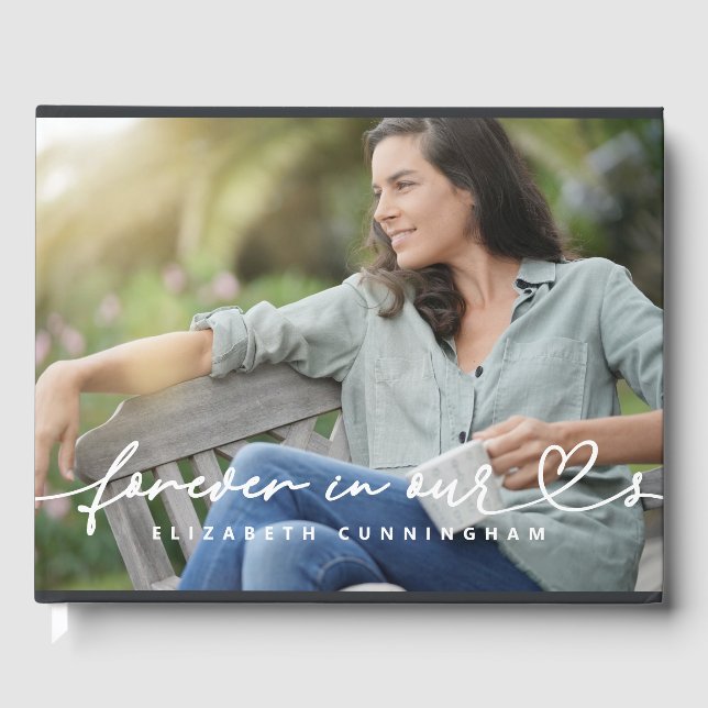 Memorial Forever Hearts Simple Modern Photo Gästböcker (Framsida)