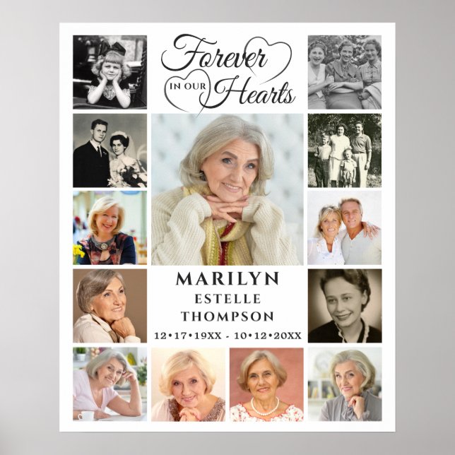 Memorial Forever i vår Hearts 13 Photo Collage Poster (Framsidan)