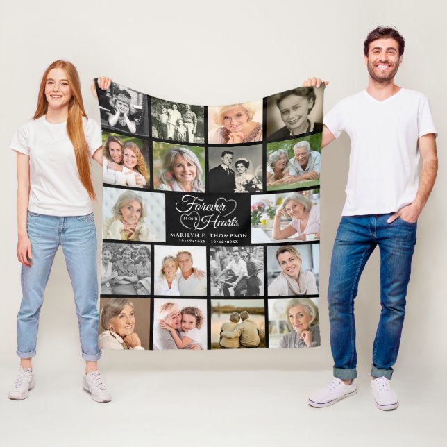 Memorial Forever i vår Hearts 18 Photo Keepsaké Fleecefilt (På plats)
