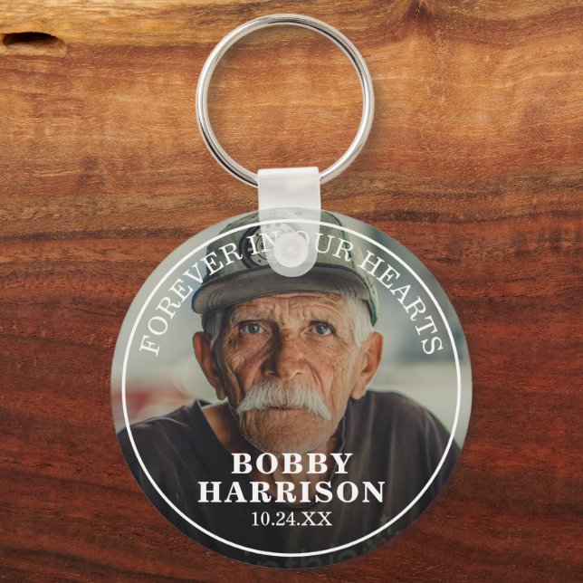 Memorial Forever i våra hjärtan | Minnesfoto Nyckelring (Framsida)