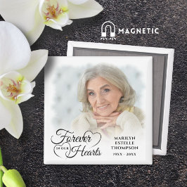 Memorial FOREVER I VÅRA HJÄRTOR Photo Black White Magnet