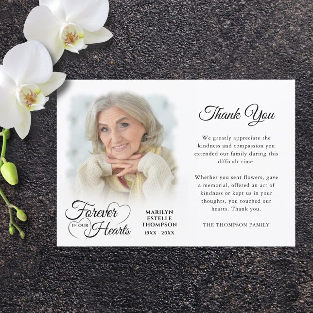 Memorial FOREVER I VÅRT HJÄRTAFOTO Tack Kort (Skapare uppladdad)