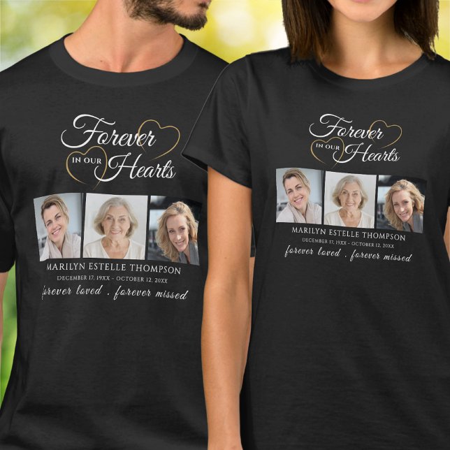 Memorial Forever In Our Hearts 3 Photo Remembrance T Shirt (Skapare uppladdad)