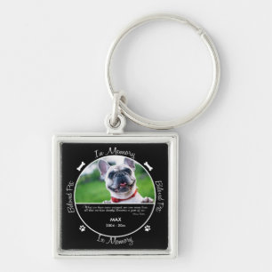 Memorial - Förlust av Hund Foto/Namn Fyrkantig Silverfärgad Nyckelring