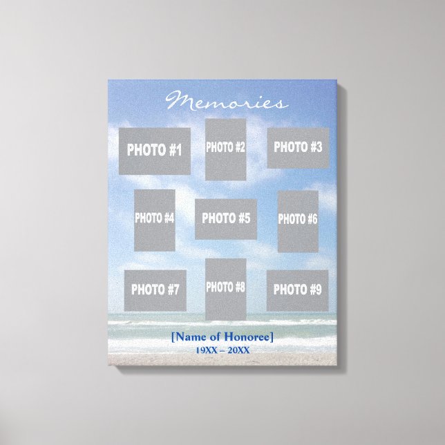 Memorial-fotokollage med havsbakgrund canvastryck (Framsida)