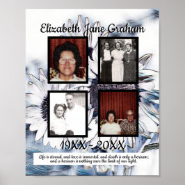 Memorial Four Photo Blue White Digital Sunblommor Poster