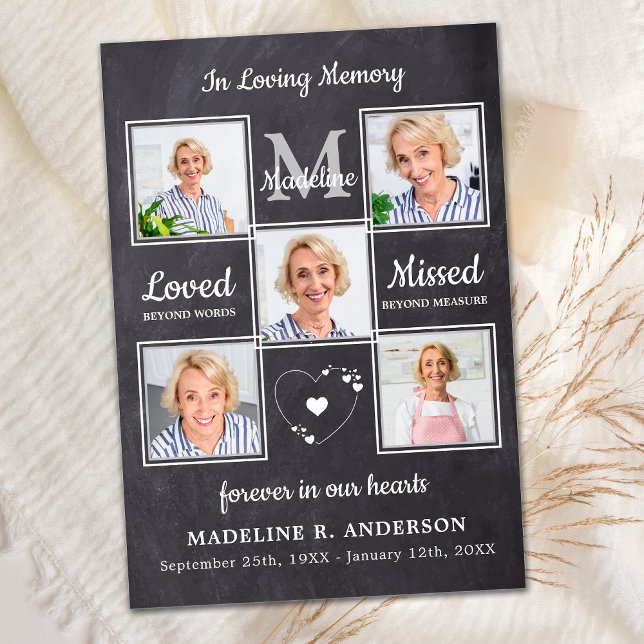 Memorial Funeral 5 Photo Collage Sympathy Tack Kort (Skapare uppladdad)