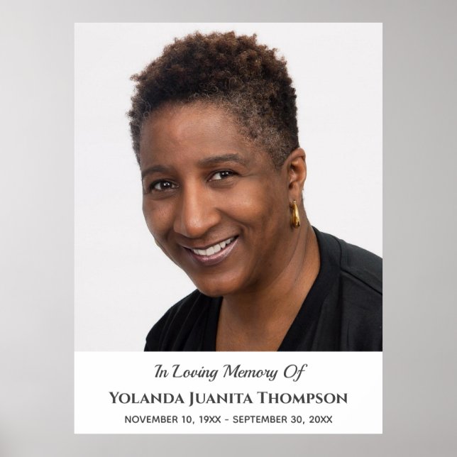 Memorial Funeral Anpassningsbar Photo Bereavement  Poster (Framsidan)