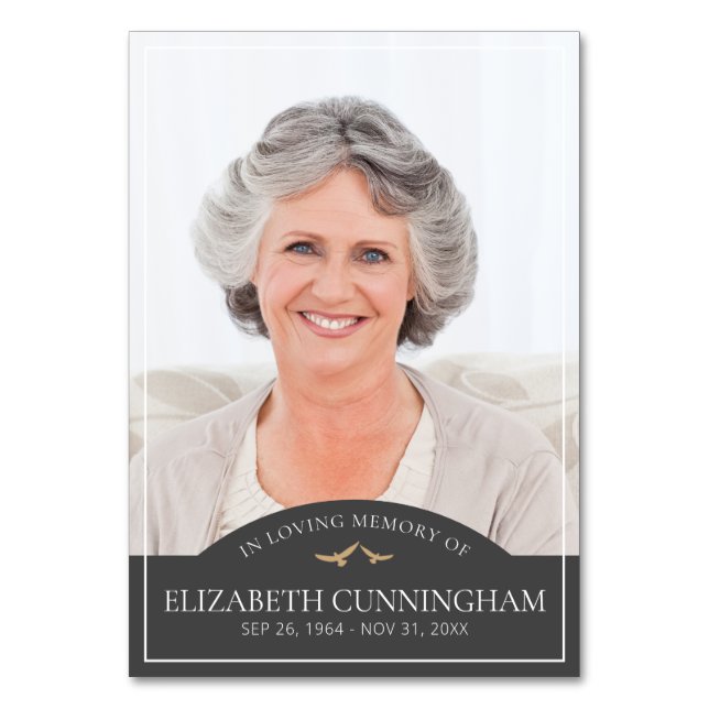 Memorial Funeral Classic Birds Photo Memory Bordsnummer (Framsidan)