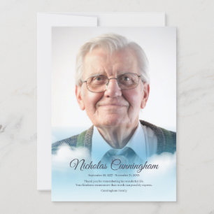 Memorial Funeral Clouds i Heaven Modern Photo Tack Kort