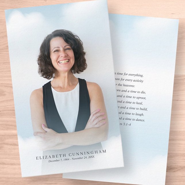 Memorial Funeral Clouds i Heaven Modern Photo Visitkort (Skapare uppladdad)