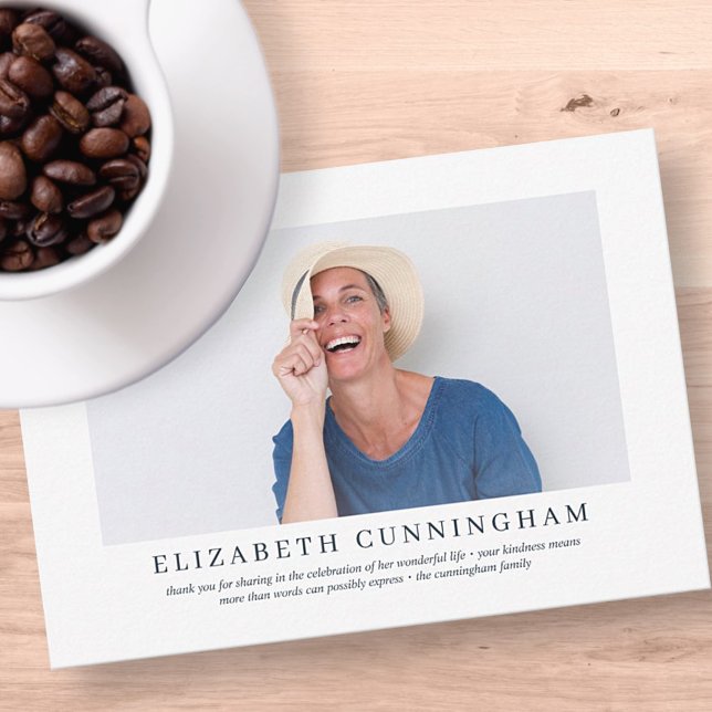 Memorial Funeral för henne | Modern foto för Elega Tack Kort (Skapare uppladdad)