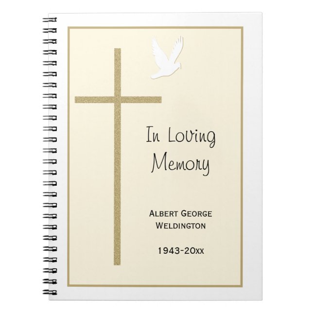 Memorial Funeral Guest Bok Notebook Kor Dove Anteckningsbok (Framsidan)