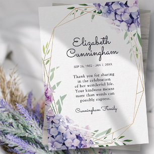 Memorial Funeral Hydrangea Lilac Flowers Geometric Tack Kort