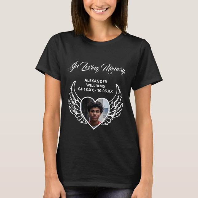 Memorial Funeral in Loving Memory Angel Vingar T Shirt (Framsida)