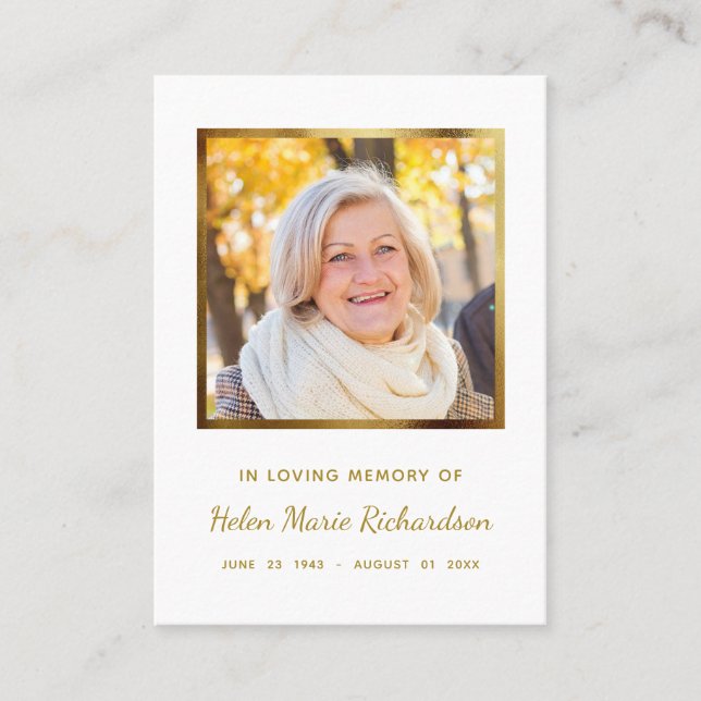 Memorial Funeral in memoriam Wake Viiting Card Visitkort (Framsida)