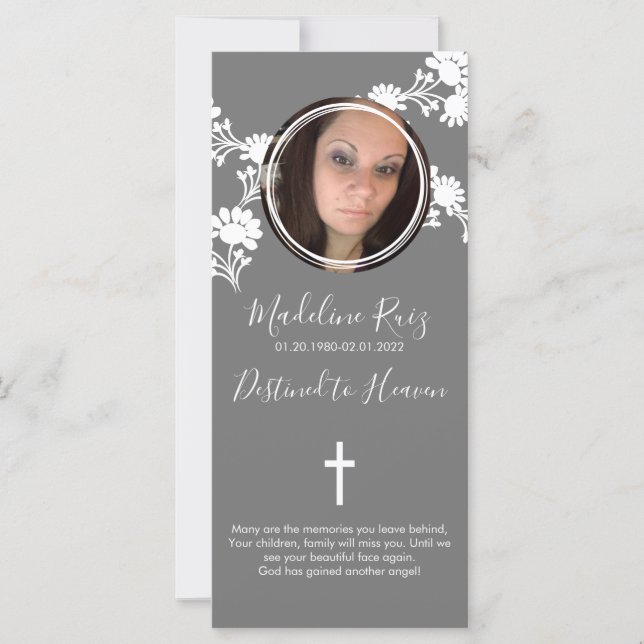 Memorial Funeral Kor Photo Blommigt Motif (Framsida)