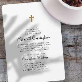Memorial Funeral | Minimalistiskt med Faux Guld Ko Inbjudningar
