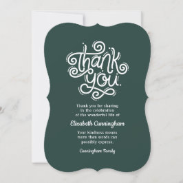 Memorial Funeral Modern Cursive Calligraphy Tack Kort