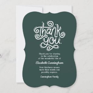 Memorial Funeral Modern Cursive Calligraphy Tack Kort