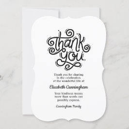 Memorial Funeral Modern Cursive Calligraphy Tack Kort