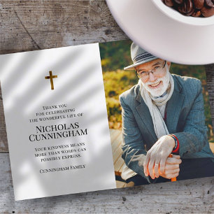 Memorial Funeral Modern och Simple Kor Photo Tack Kort