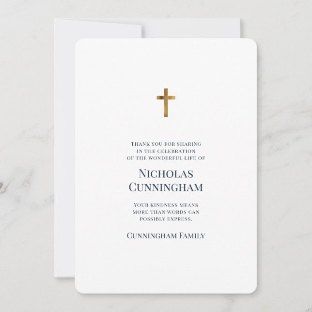 Memorial Funeral Modern och Simple Tack Kort (Framsida)