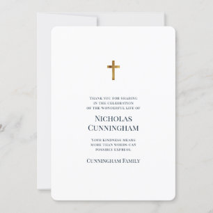 Memorial Funeral Modern och Simple Tack Kort