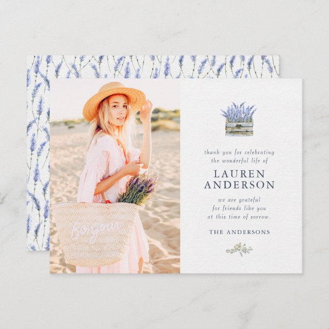 Memorial Funeral Modern Simple Chic Blommigt Flowe Tack Kort (Fram/baksida)