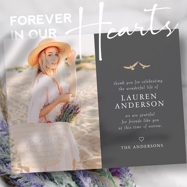 Memorial Funeral Modern Simple Chic Gold Birds Tack Kort (Skapare uppladdad)